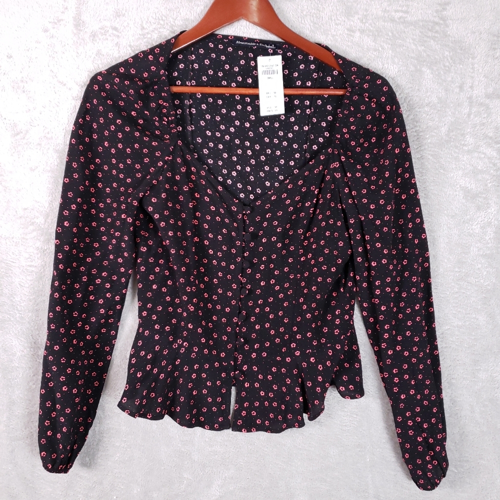 Abercrombie Button Front Floral Blouse Top Women S NWT